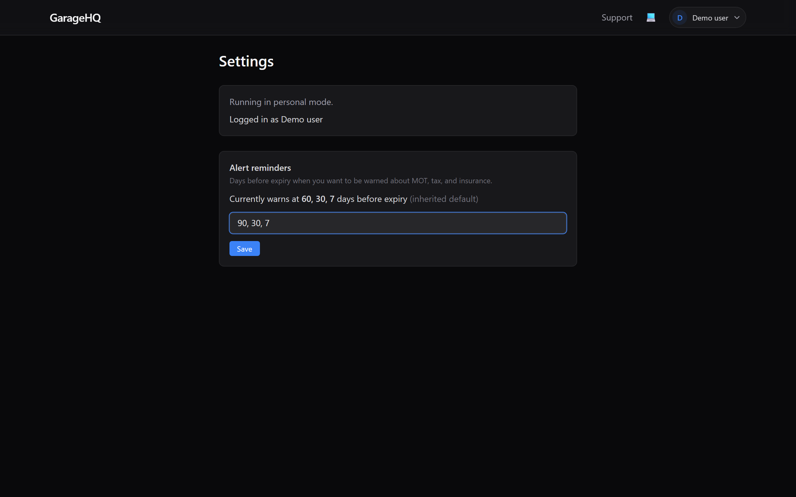 Editing the days-before-expiry field